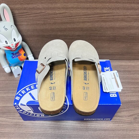 Birkenstock Boston taupe suede mule clogs - Picture 4 of 9